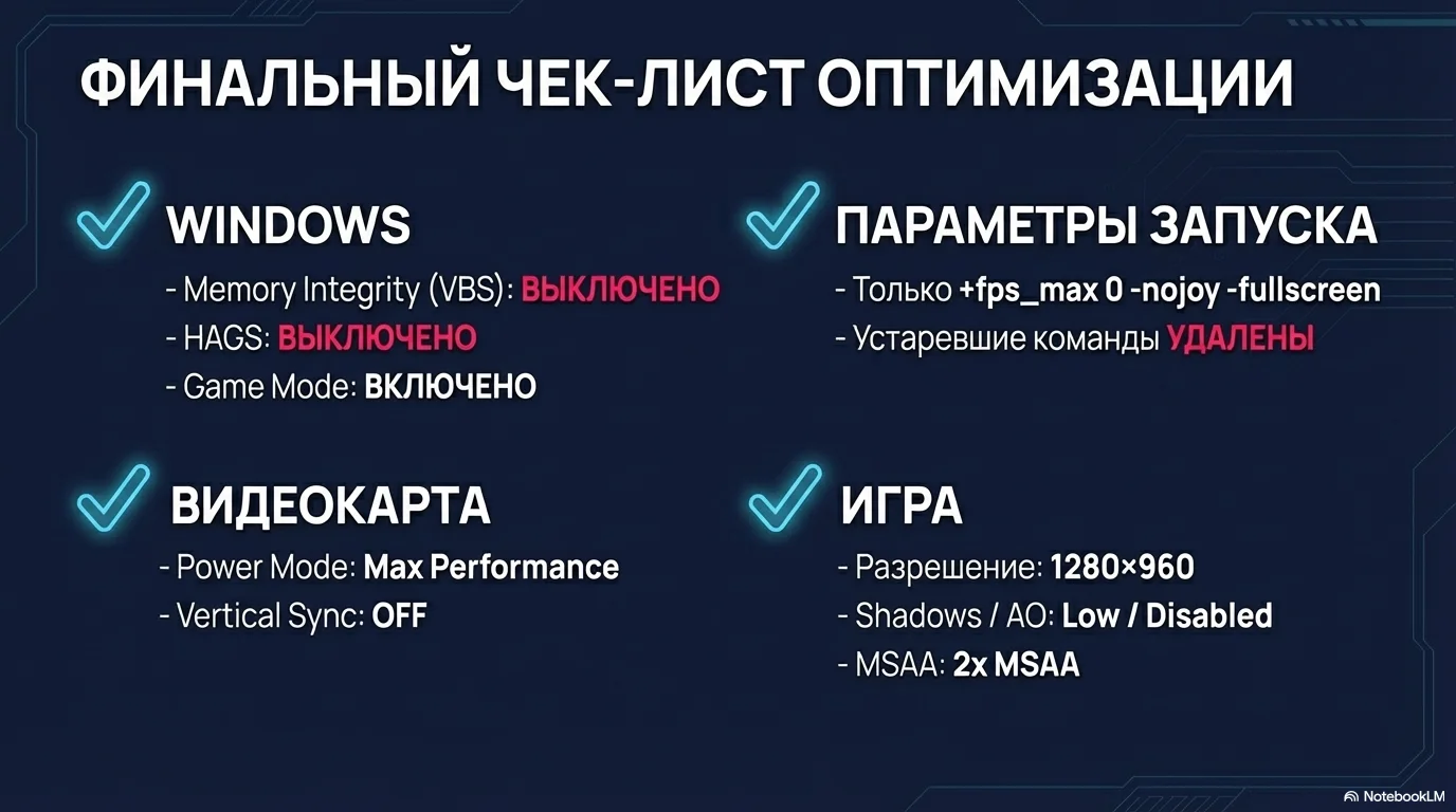 чек-лист оптимизации кс 2